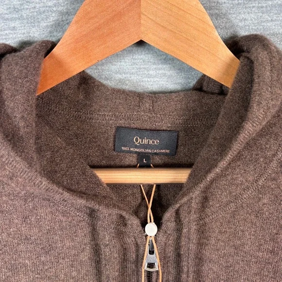 Quince Mongolian Cashmere Full Zip Hoodie Women's L Brown Soft Travel NEW - Picture 3 of 8